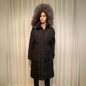 Calvin Klein Black Duck Down Feathers Puffer Quilted Long Coat Womens XS RN54163